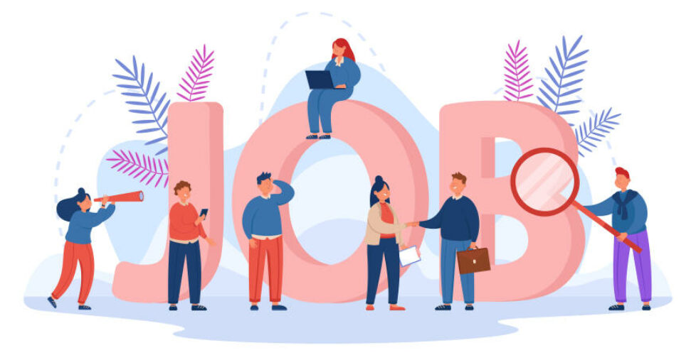 Tiny people searching for business opportunities