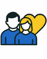 Couple et cœur jaune Couple et cœur jaune