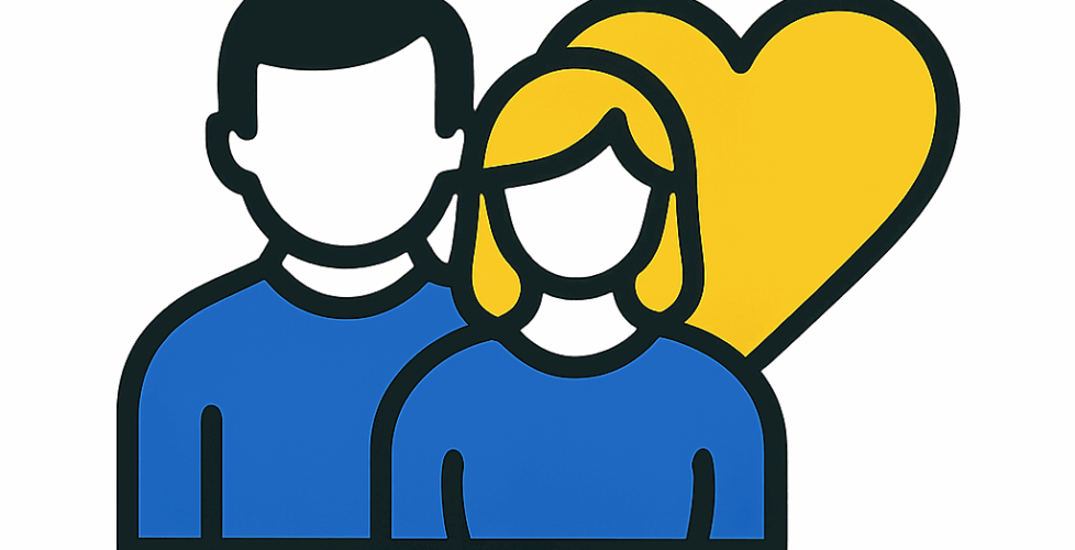 Couple et cœur jaune